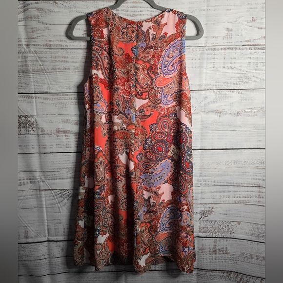 Jessica Howard Coral and Blue Paisley Knee Length Dress Size 12 - Picture 4 of 6